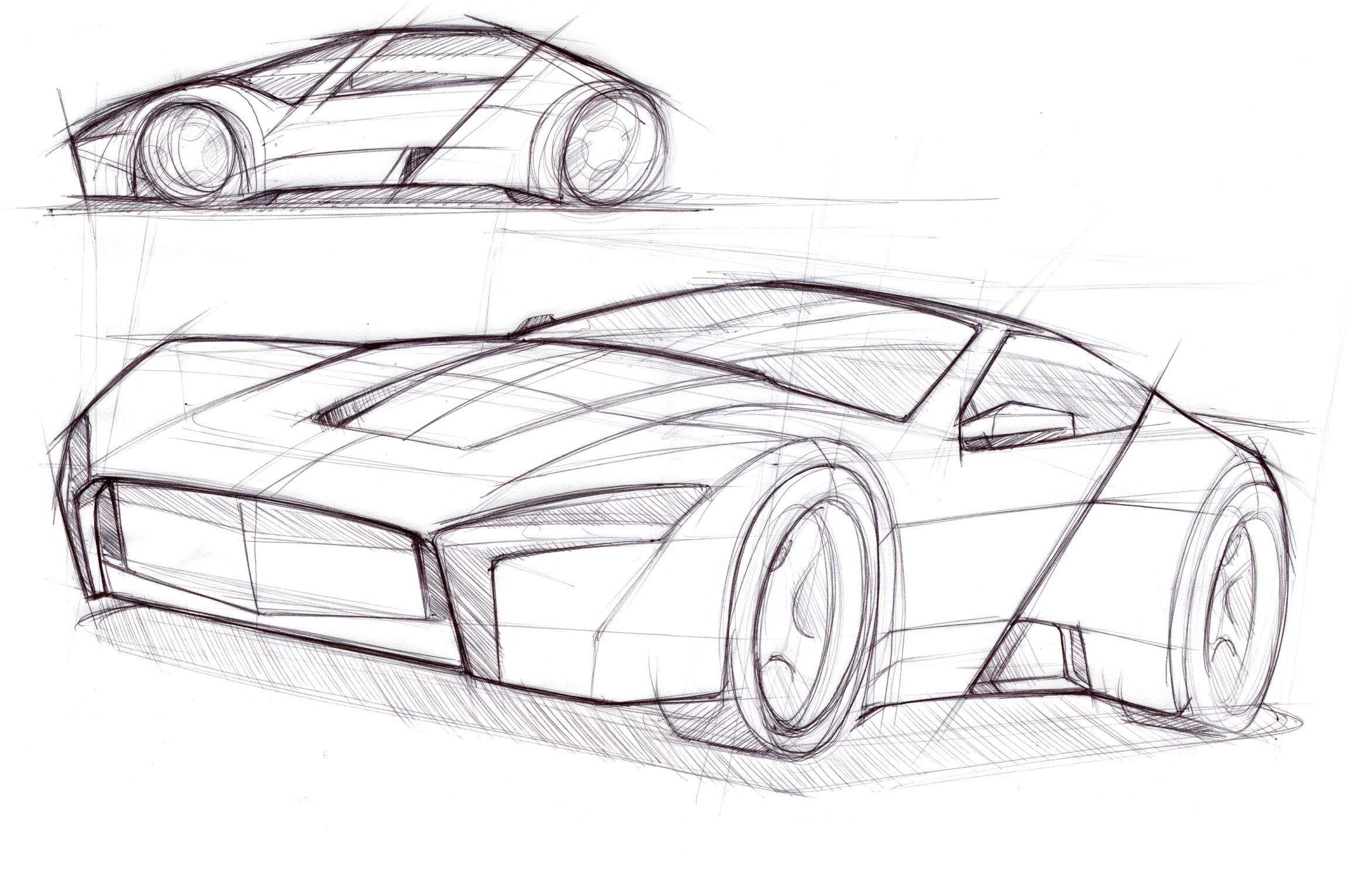 2344x1515 Car. Lineweights - Fast Car Sketch