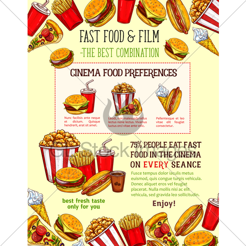 500x500 Fast Food Snacks Vector Sketch Fastfood Meals Gl Stock Images - Fast Food Sketch