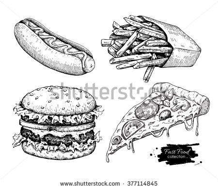 450x390 Drawn Food Junk Food - Fast Food Sketch