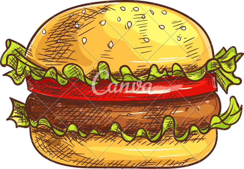 800x556 Hamburger Fast Food Sketch Icon - Fast Food Sketch