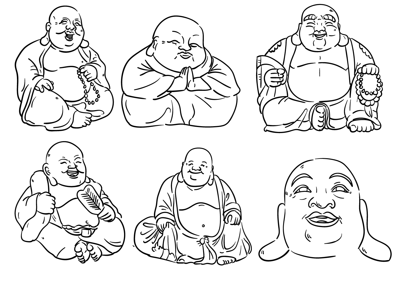1400x980 Fat Buddha Free Vector Art - Fat Buddha Sketch