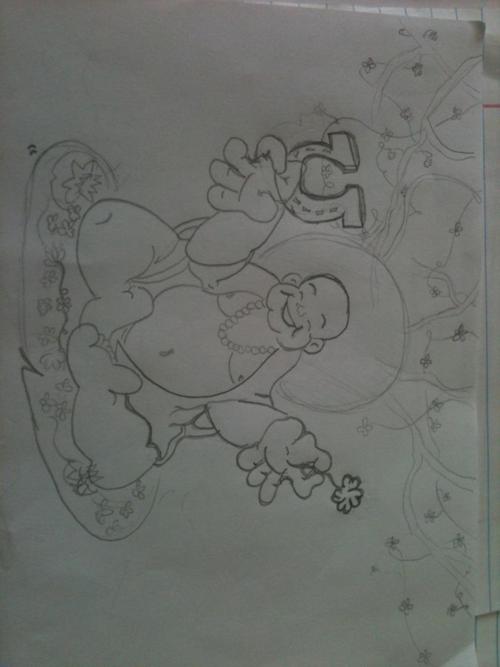 500x667 Fat Buddha Tattoo Sketch - Fat Buddha Sketch