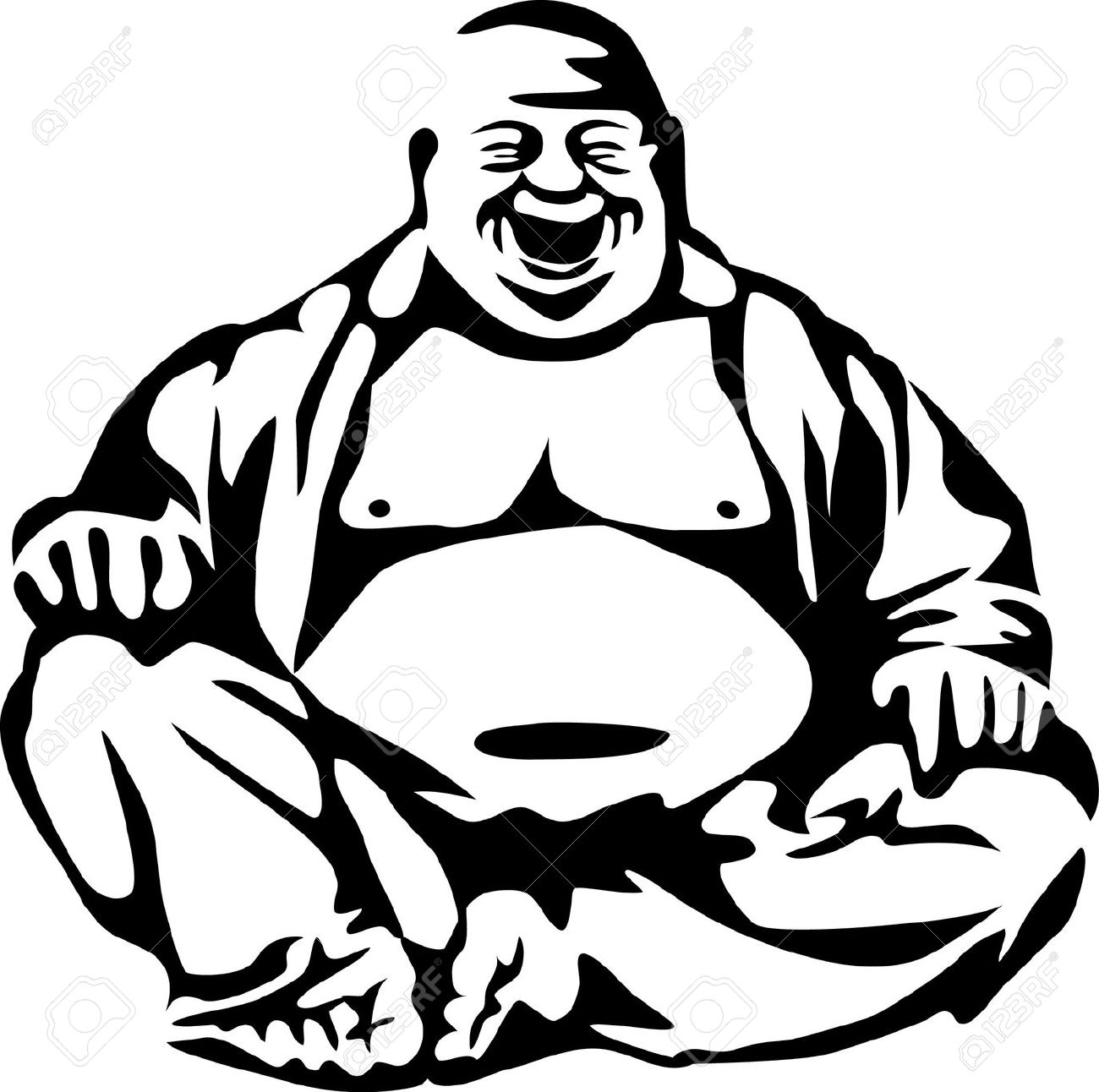 1300x1292 Laughing Buddha Clipart For Desktop - Fat Buddha Sketch