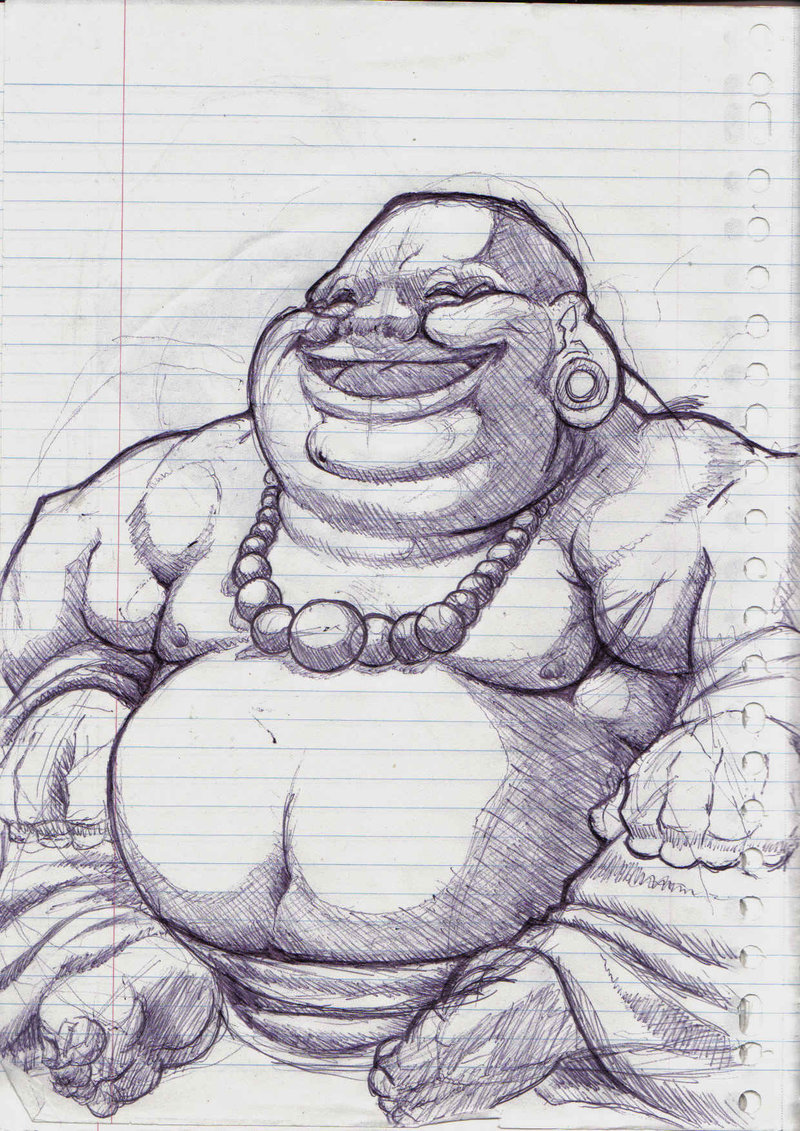 800x1131 Buddha Notebook Sketch By Iroas - Fat Buddha Sketch