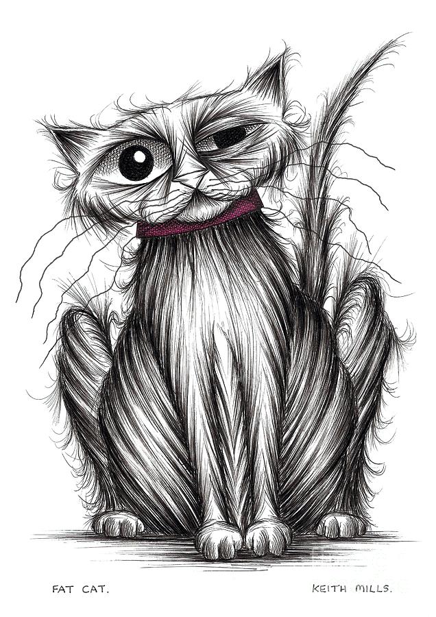 636x900 Fat Cat Drawing By Keith Mills - Fat Cat Sketch