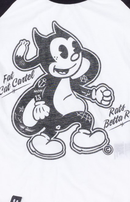 426x659 Six Bunnies Fat Cat Raglan Top Kids Tattoo Alternative Tee Shirt - Fat Cat Sketch