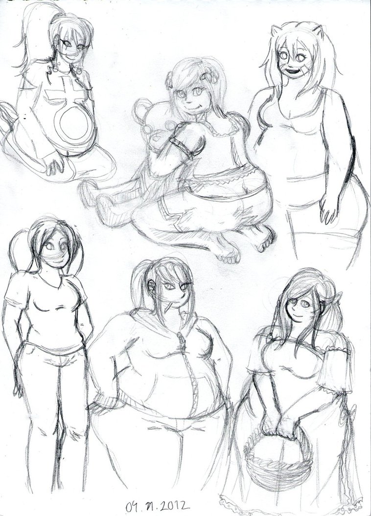 758x1055 Fat Bottom Girls Sketches By Thestitchyheart - Fat Girl Sketch