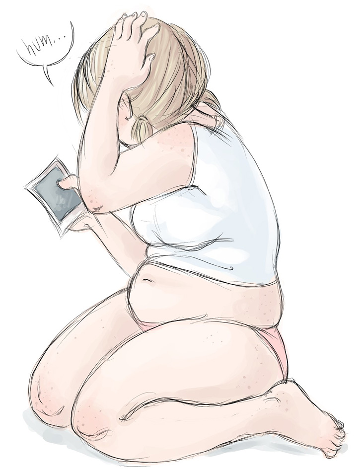 727x956 Chubby Girl By Basalt - Fat Girl Sketch.