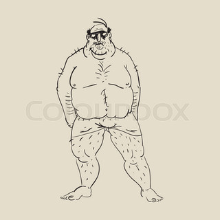 320x320 Funny Chubby Man Character Doing Sit Ups At Gym Workout Sweating - Fat Guy Sketch