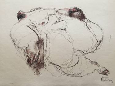 375x281 Languishing. (From The Fat Women Series) Drawing By Uthman O - Fat Lady Sketch