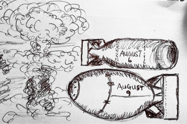 640x425 Messages On The Sidewalk Little Boy Amp Fat Man - Fat Man Sketch