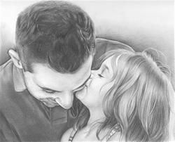 250x202 Hand Drawn Pencil Sketch From Photo Of Dad With Daughter Drawing - Father And Daughter Sketch