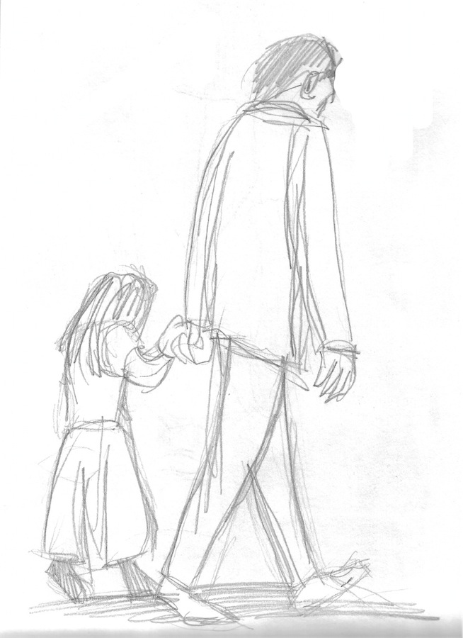 654x900 Sketching - Father And Daughter Sketch