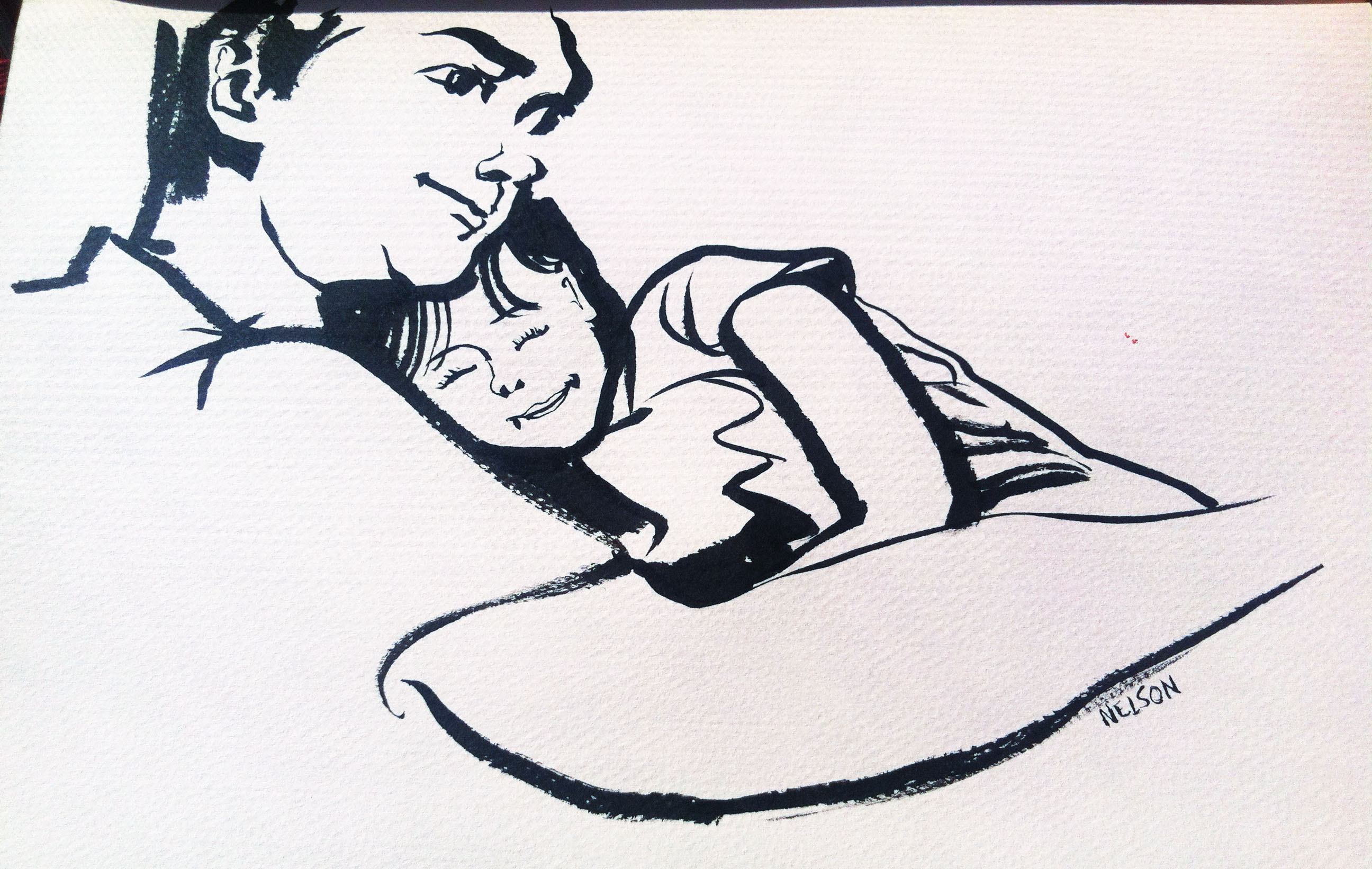 2592x1642 Young Father And Daughter Jake Nelson Art - Father And Daughter Sketch