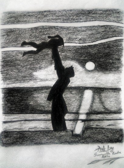 408x550 Father Love Art By Lakshmi Sai Sumanth - Father And Daughter Sketch