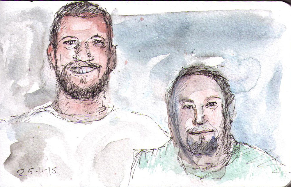 1000x644 Messy Father And Son Sketch In Pen And Watercolor One Drawing Daily - Father And Son Sketch