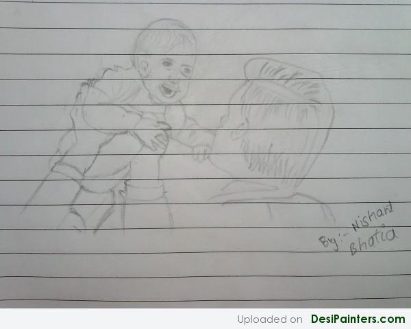 600x480 Pencil Sketch Of Son And Father - Father And Son Sketch