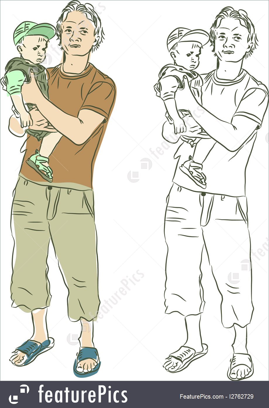 919x1392 People Vector Sketch Of Father And Son Concept - Father And Son Sketch