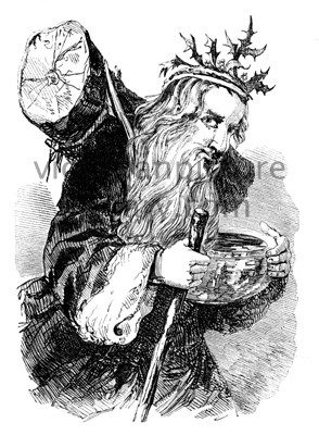 294x400 Father Christmas Bringing The Yule Log Victorian Picture Library - Father Christmas Sketch