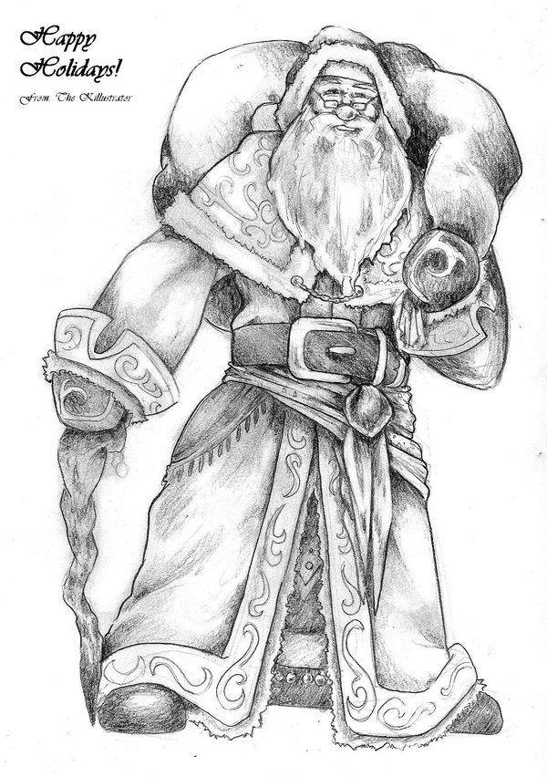 600x852 Father Christmas By Killustrationstudios - Father Christmas Sketch