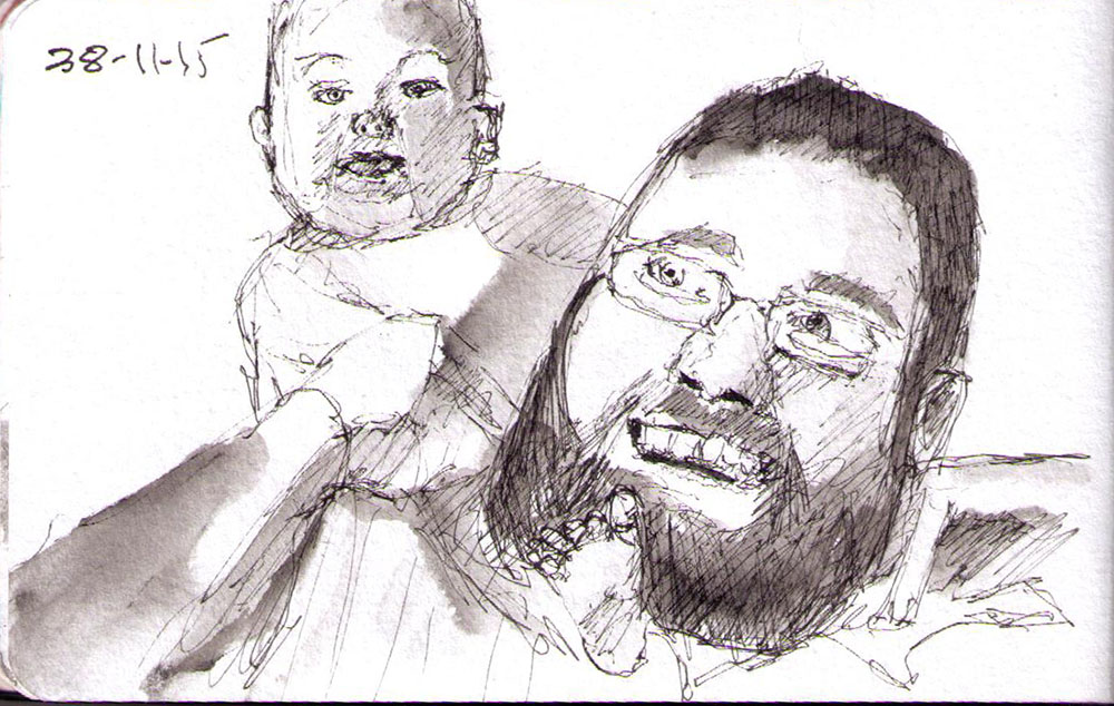 1000x634 Father An Daugther On The Run! One Drawing Daily - Father Sketch