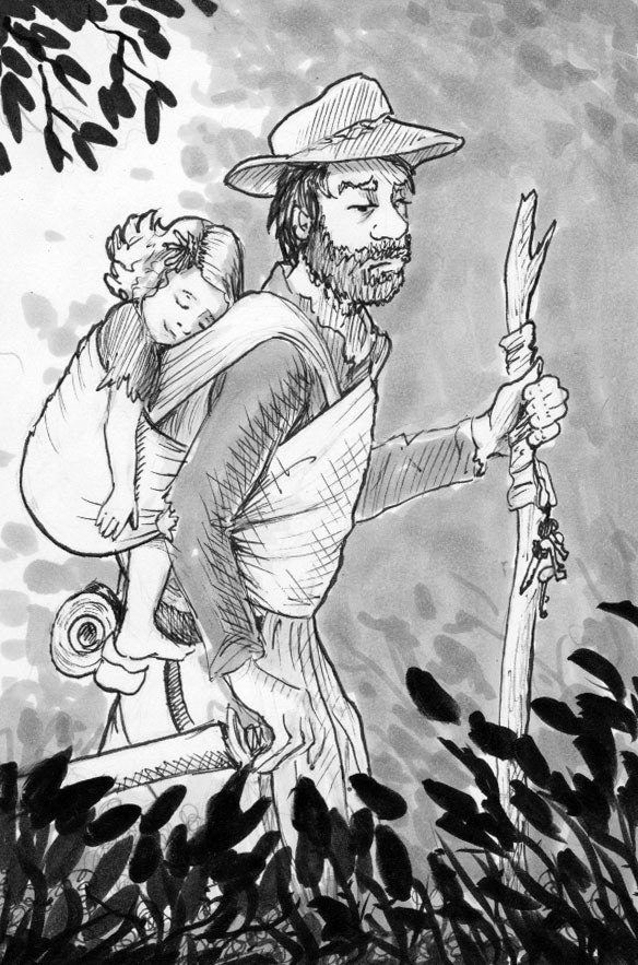 584x883 Father And Daughter Original Ink Drawing - Father Sketch