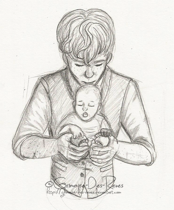 740x891 Father And Son Sketch By Grimoire Des Reves - Father Sketch