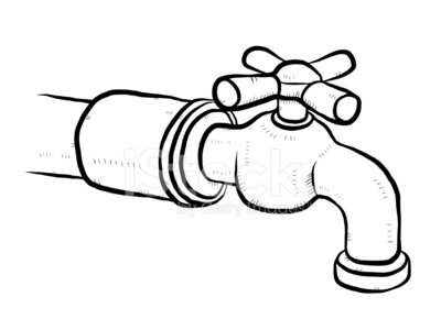 400x300 Faucet Cartoon Sketch Premium Clipart - Faucet Sketch