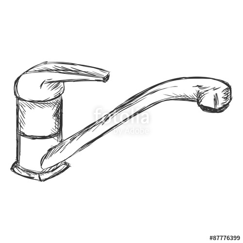 500x500 Vector Single Modern Sketch Faucet Stock Image And Royalty Free - Faucet Sketch