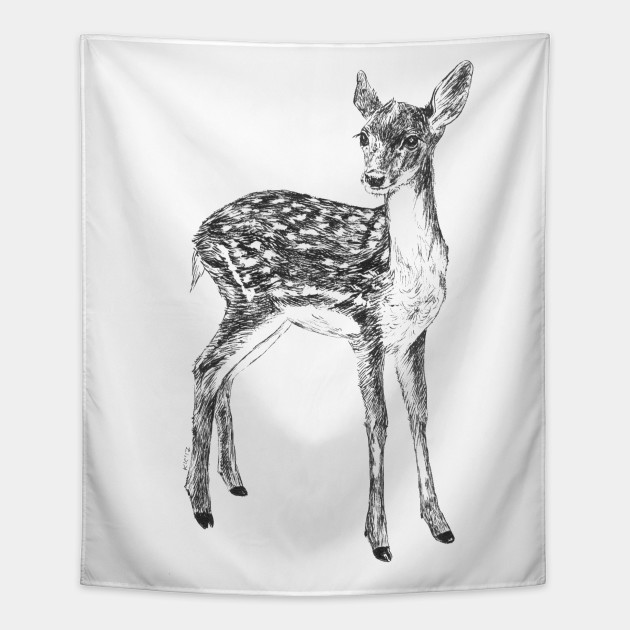 630x630 Ink Drawing Of A Fawn - Fawn Sketch