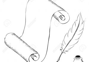 300x210 Paper For Pen And Ink Drawing Paper With Feather Pen And Ink Pot - Feather Pen Sketch