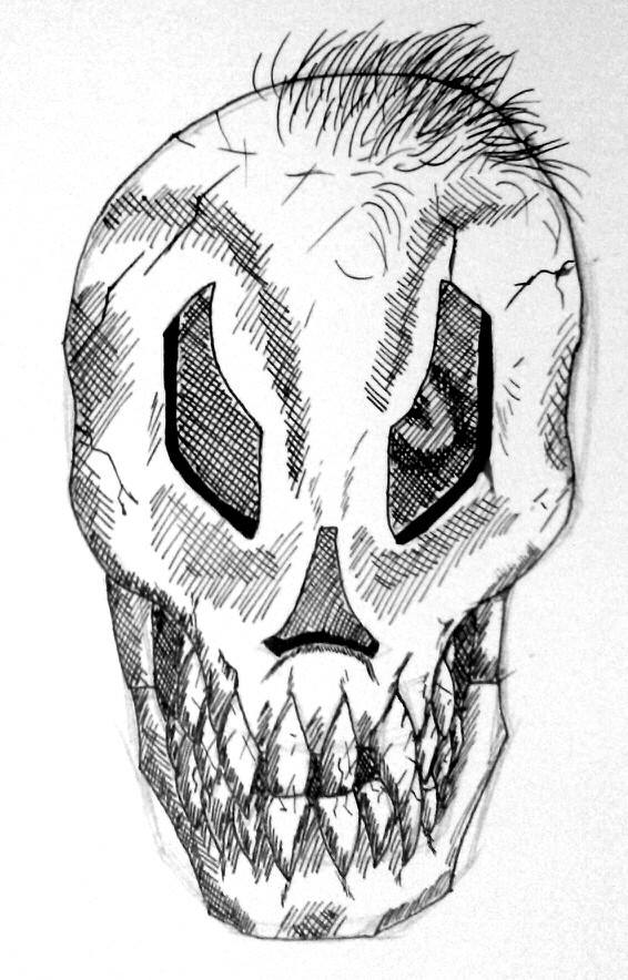 566x884 Skull Feather Pen Sketch By Darkrosatelier - Feather Pen Sketch