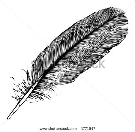 450x440 Bampw Feather. Quill, Pen, Calligraphy Writing Art. Hand Drawing - Feather Pen Sketch