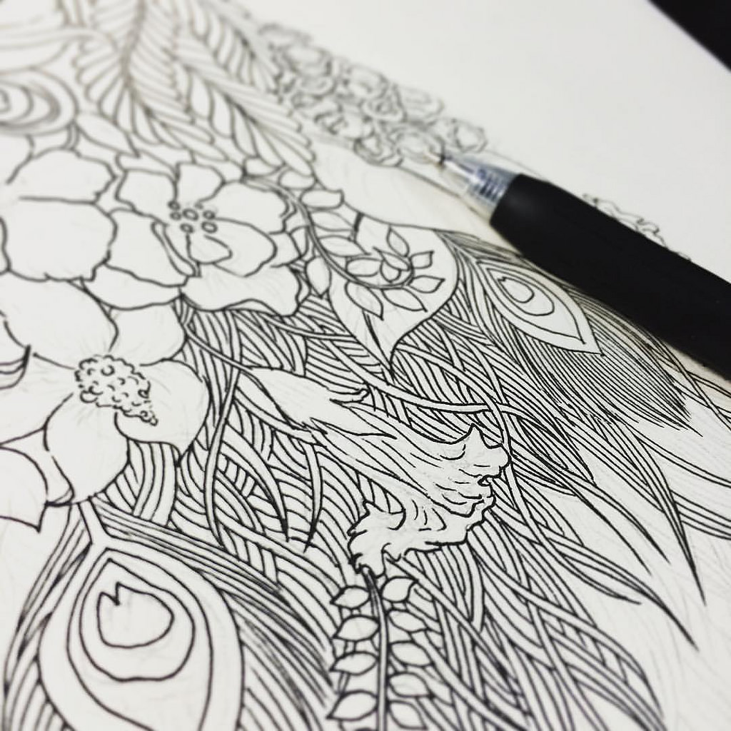 1024x1024 Drawing Sharpie Feathers - Feather Pencil Sketch