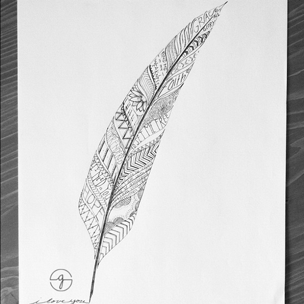 600x600 Feather Sketch On Behance - Feather Sketch
