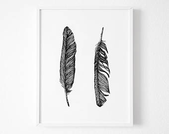 340x270 Feather Sketch Etsy - Feather Sketch Art