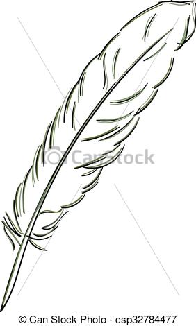 282x470 Feather Sketch Illustration. Bird Feather Sketch Isolated On White - Feather Sketch Art
