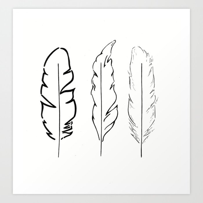 700x700 Minimalist Feathers Art Print By Aimeelaurie Society6 - Feather Sketch Art
