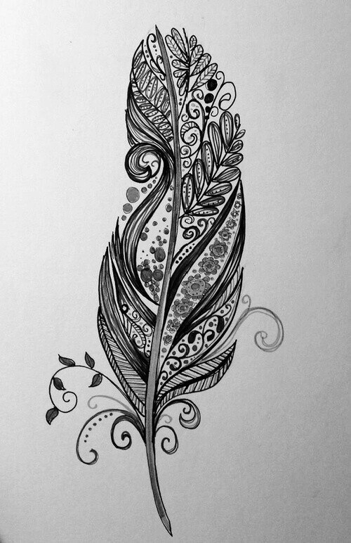 500x772 Feather Shared By Hocus Pocus On We Heart It - Feather Sketch Art
