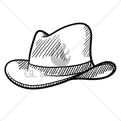 500x500 Fedora Or Cowboy Hat Sketch Gl Stock Images - Fedora Sketch