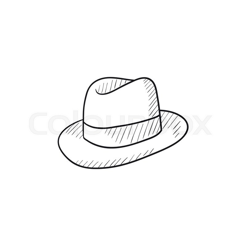 800x800 Fedora Hat Sketch Icon For Web, Mobile And Infographics. Hand - Fedora Sketch