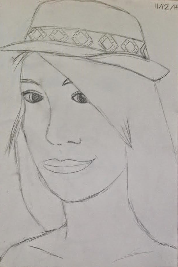 620x932 Sixth Floor Studio Acrylic Painting And Mixed Media Art By Renee - Fedora Sketch