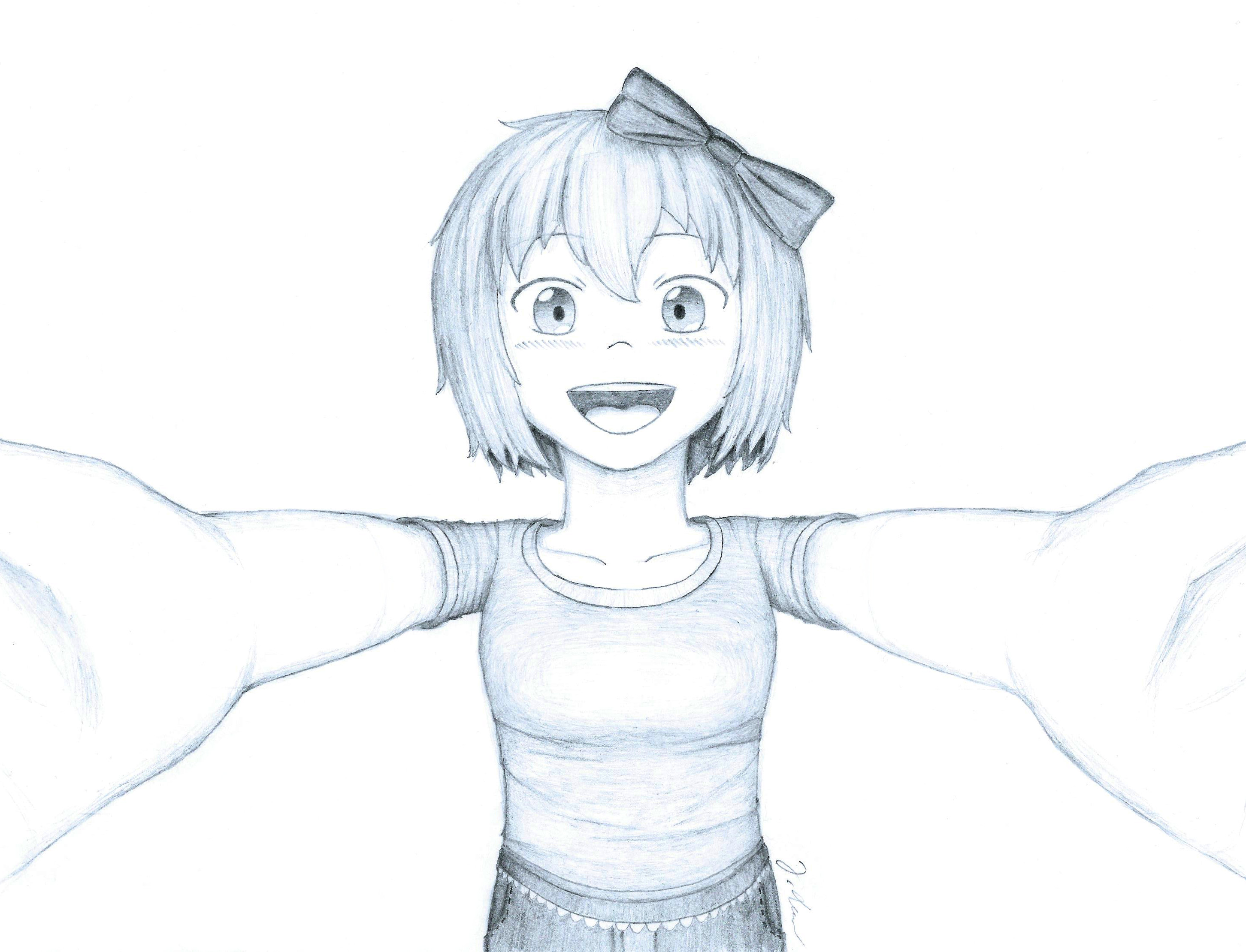 2904x2220 Sketch] Feeling Moody Today Sayori Is Here To Give You A Big Nice - Feeling Sketch