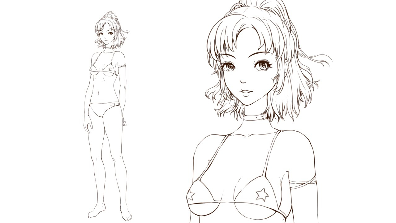 1280x720 How To Draw A Female Body Outline 02. Body Sketch ] Girl Outline - Female Body Outline Sketch