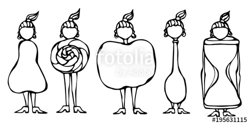 500x250 Pear, Lollipop, Apple, Spoon, Hourglass Women Body Type Figure - Female Body Shape Sketch