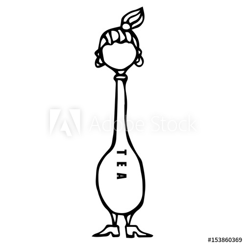 500x500 Caricature Spoon Female Body Shape Sketch. Hand Drawn Vector - Female Body Shape Sketch