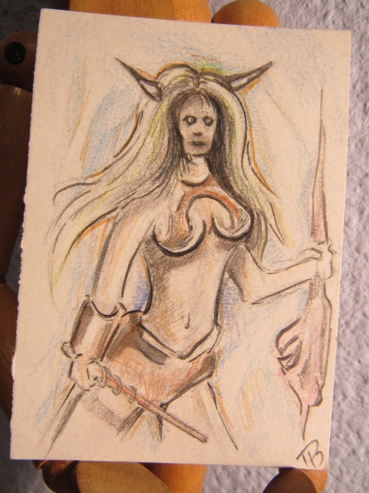1200x1600 Female Elf Warrior Art Original Drawing Aceo Sketch Card Fantasy - Female Elf Sketch