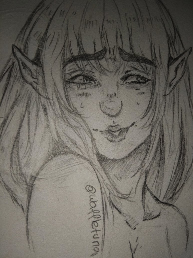 774x1032 Female Elf Sketch By Waffletuna - Female Elf Sketch