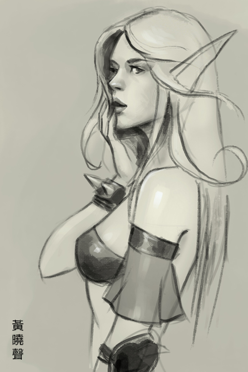 500x750 How To Draw Blood Elf - Female Elf Sketch