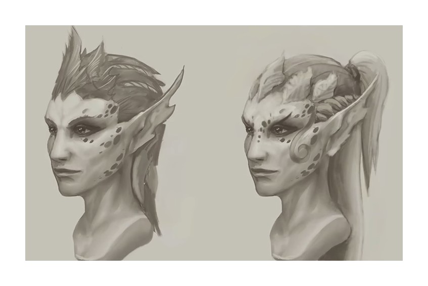847x566 Image - Female Elf Sketch
